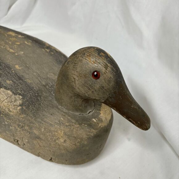 Vintage Balsa Wood Hunting Duck Decoy w/Weight Missing One Glass Eye - Picture 7 of 9